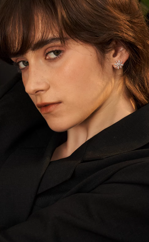 Star Cross Beaded Embroidery Stud Earrings