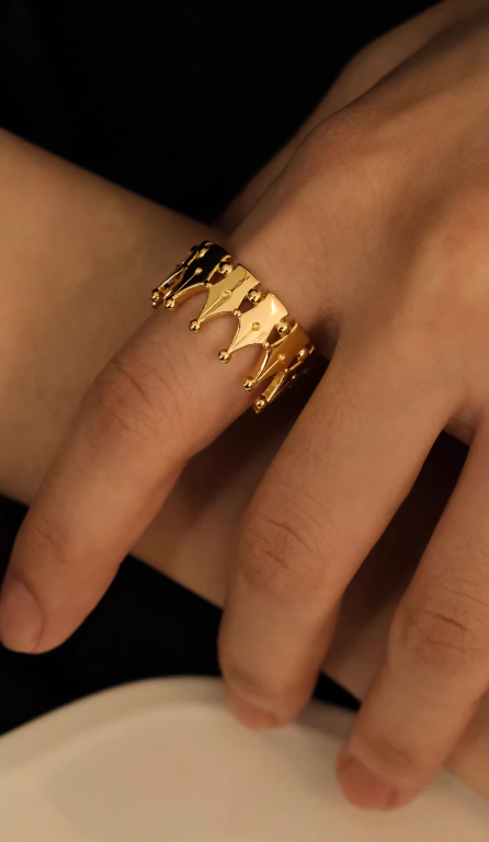 Golden Pen Tip Crown Ring