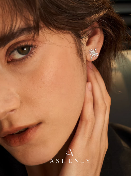 Star Cross Beaded Embroidery Stud Earrings