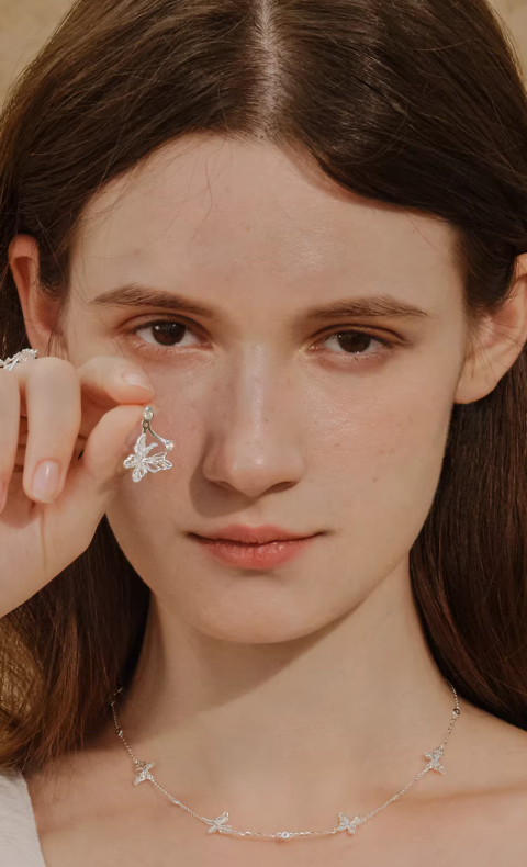 Floating Butterfly Six-Petal Stud Earrings