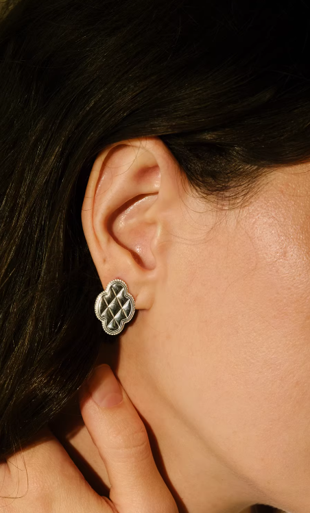 Geometric Diamond Stitch Stud Earrings