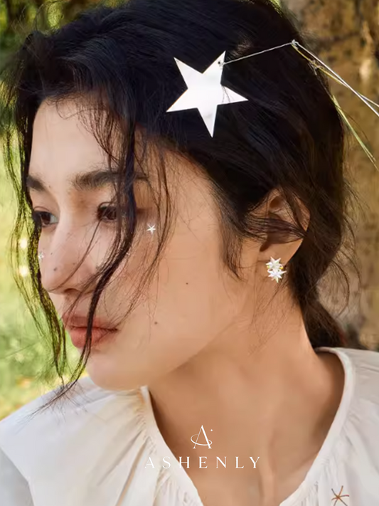 Twinkling Meteor Double Star Earrings