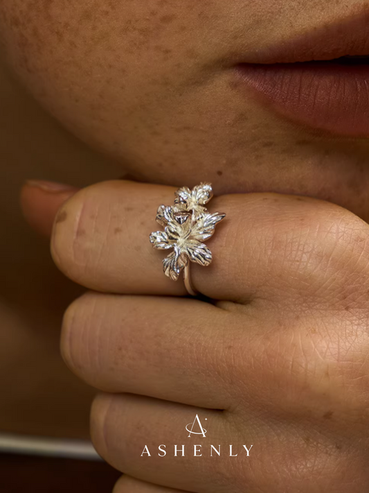 Twin Blossom Iris Ring